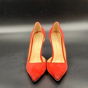 Red Slip On D'Orsay High Heels Pointed Toe Pump